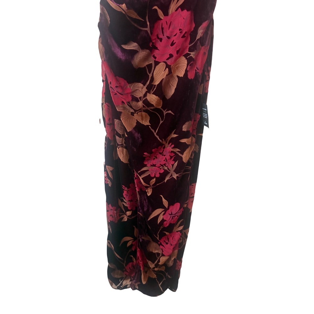 Lulu's Velvet Floral One Shoulder Maxi Dress‎ XS NWT Lace Formal Elegant Fitted - Picture 5 of 11